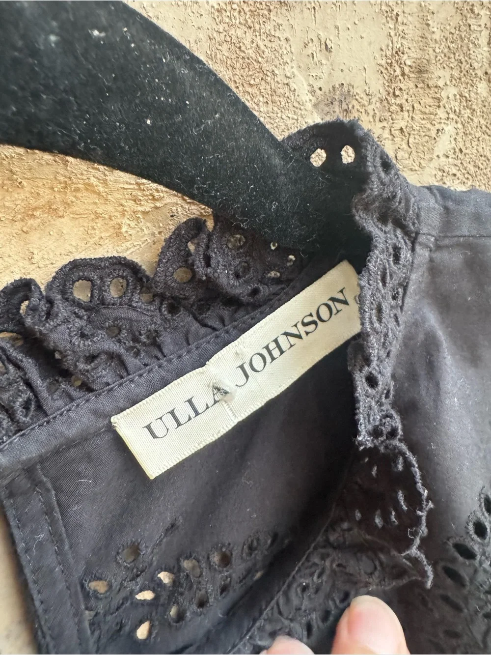 Ulla Johnson Yvonne Embroidered Black Yoke Puff Sleeve Blouse Size 8